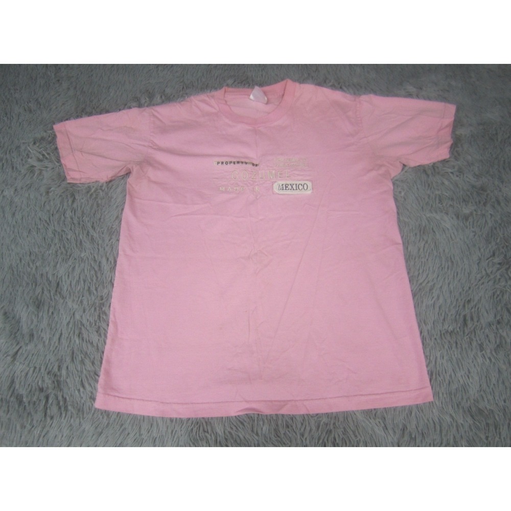 VTG Cozumel Mexico Shirt Adult XL Pink Crew Neck Short Sleeve Cotton‎